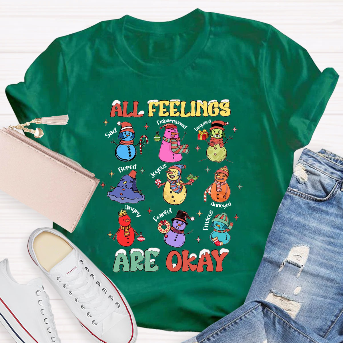 All Feelings Are Okay Snowman Feelings T-Shirt