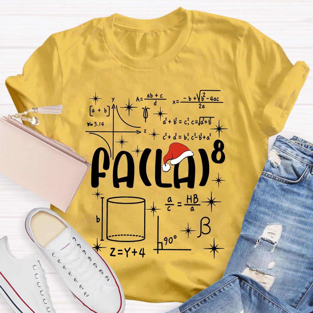 Fa La  Math Teacher Christmas T-Shirt