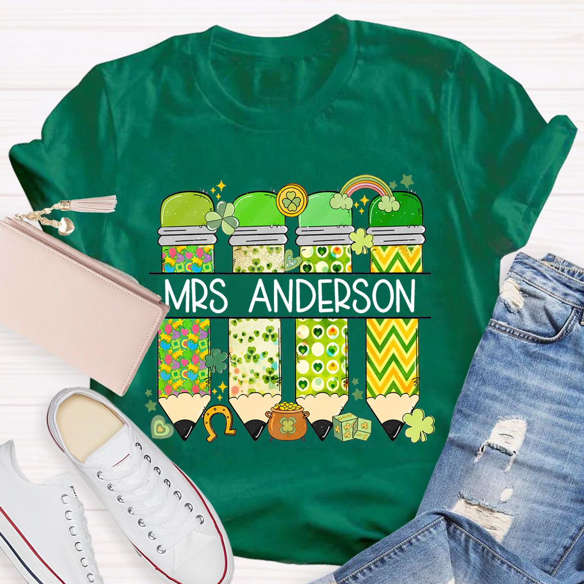 Personalized Name Teacher St. Patricks Day T-Shirt