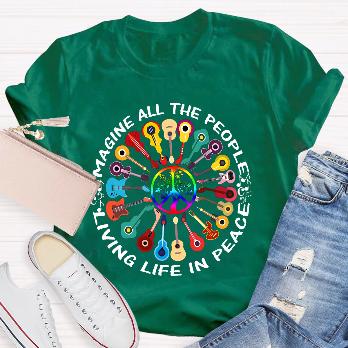 Imagine All The People Living Life In Peace T-Shirt