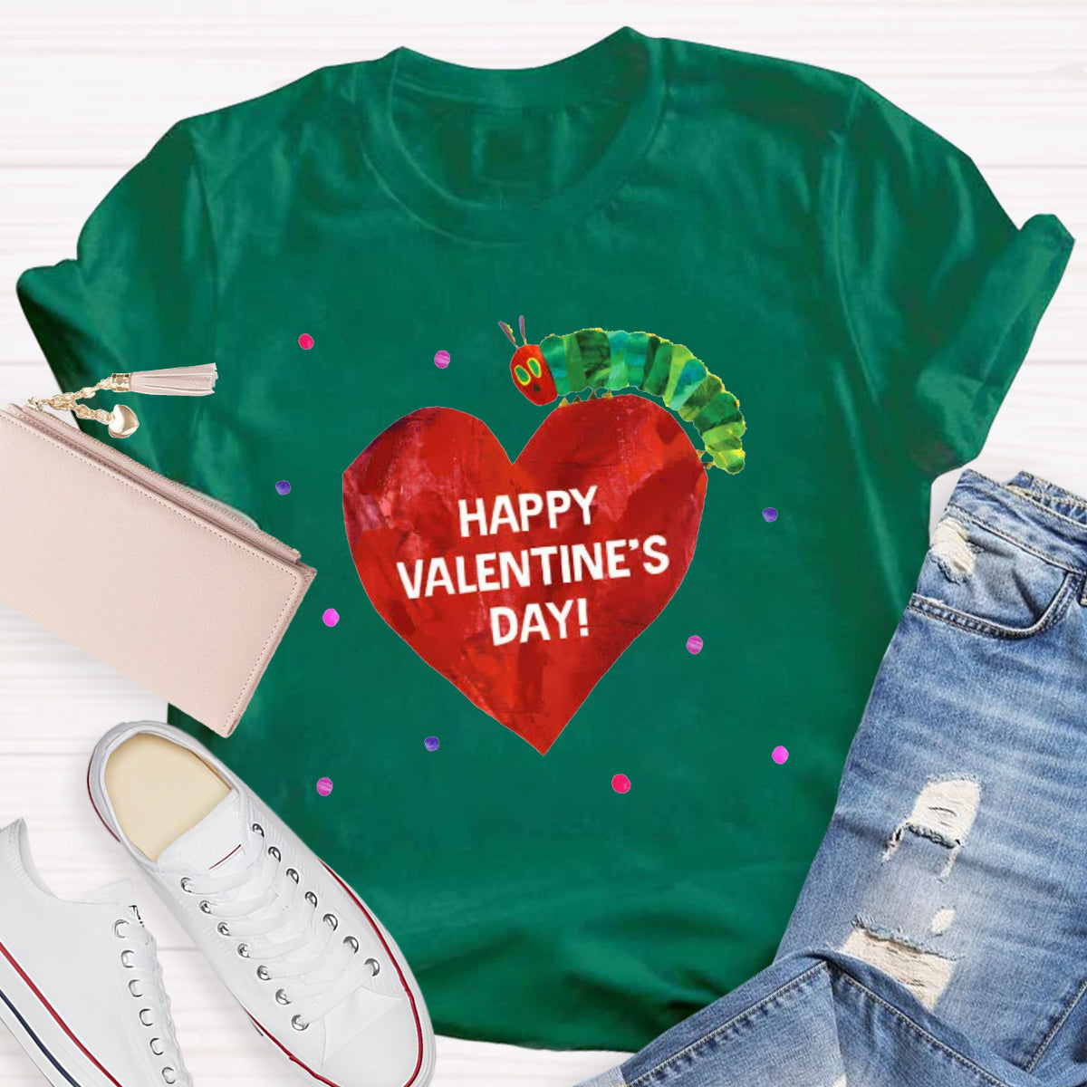 Happy Valentine's Day Caterpillar Heart T-Shirt