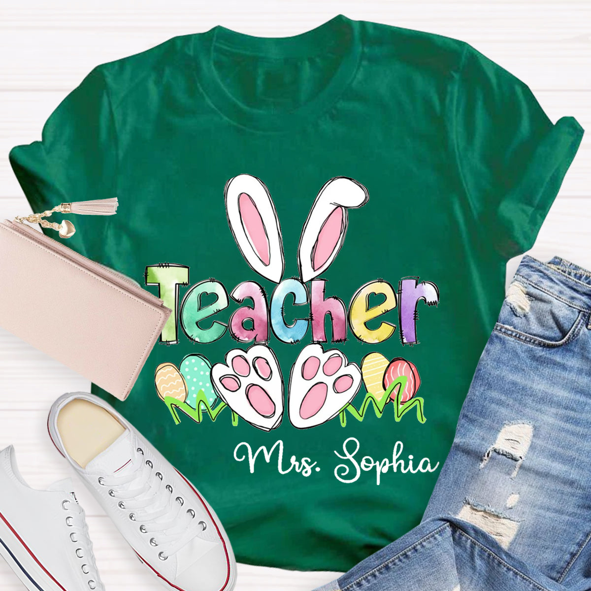 Personalized Name Easter Teacher T-Shirt