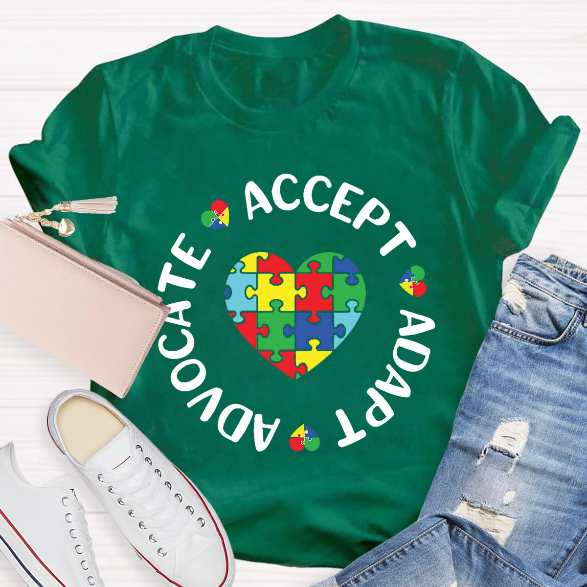 Accept Adapt Advocate Heart Special Education Teacher T-Shirt