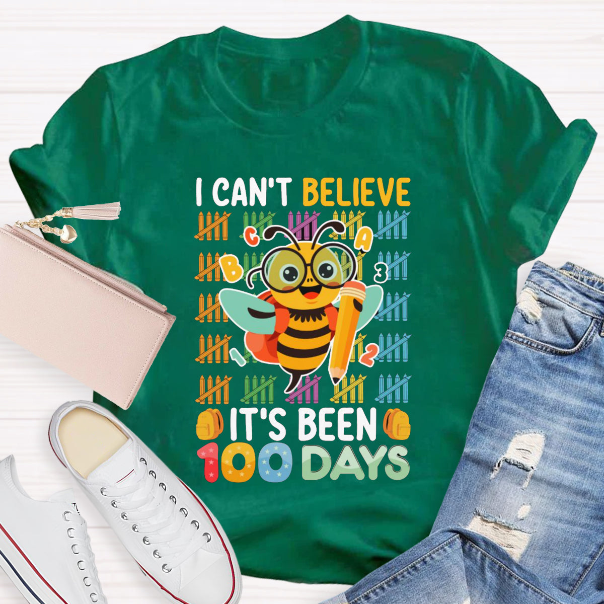 I Can't Believe It'S Been 100 Days Bee Teacher T-Shirt