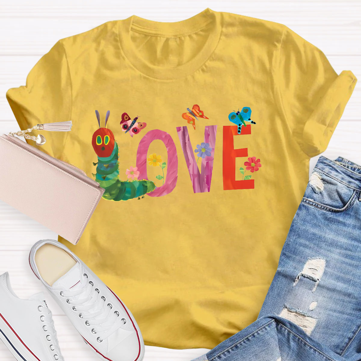 Caterpillar Butterfly Love Teacher T-Shirt