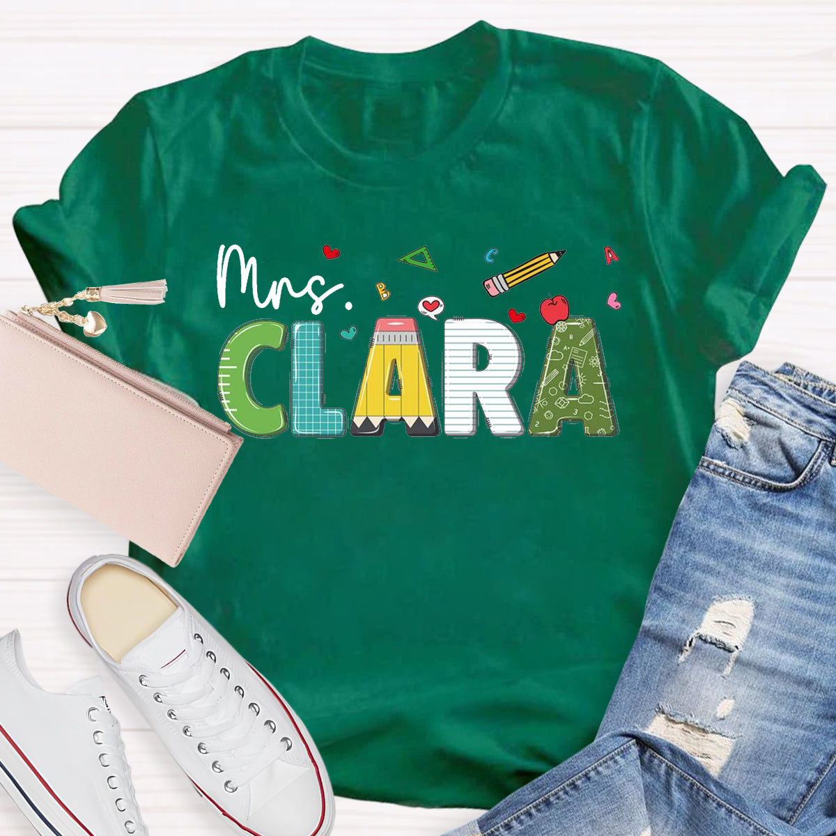 Personalized Name Mrs Clara Teacher T-Shirt