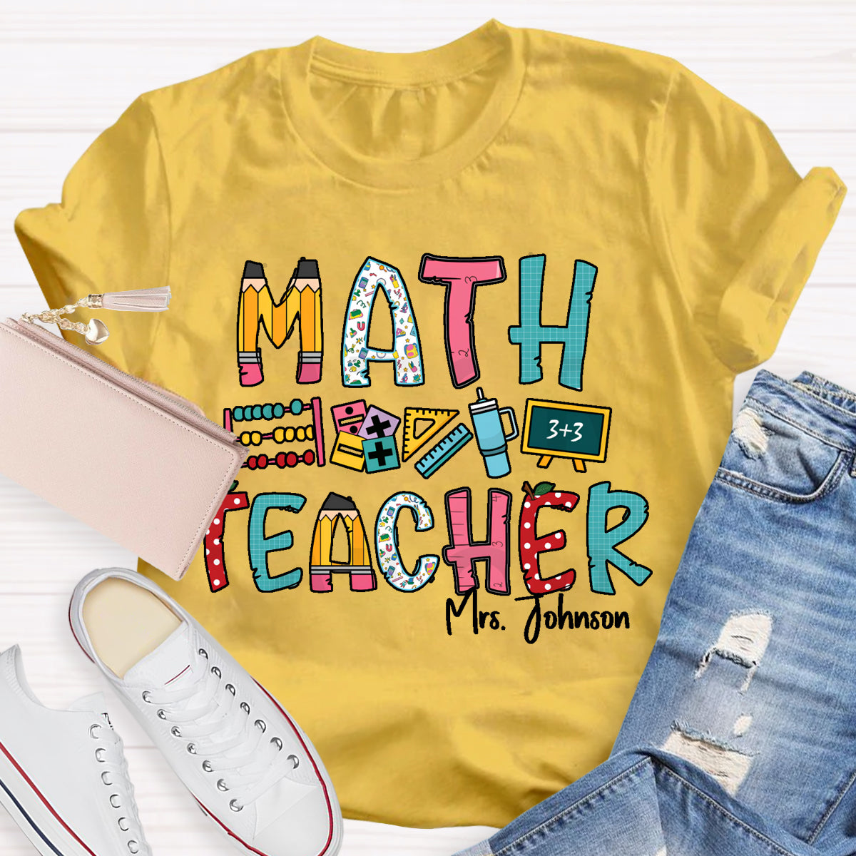 Personalized Math Teacher Name Mrs. Johnson T-Shirt