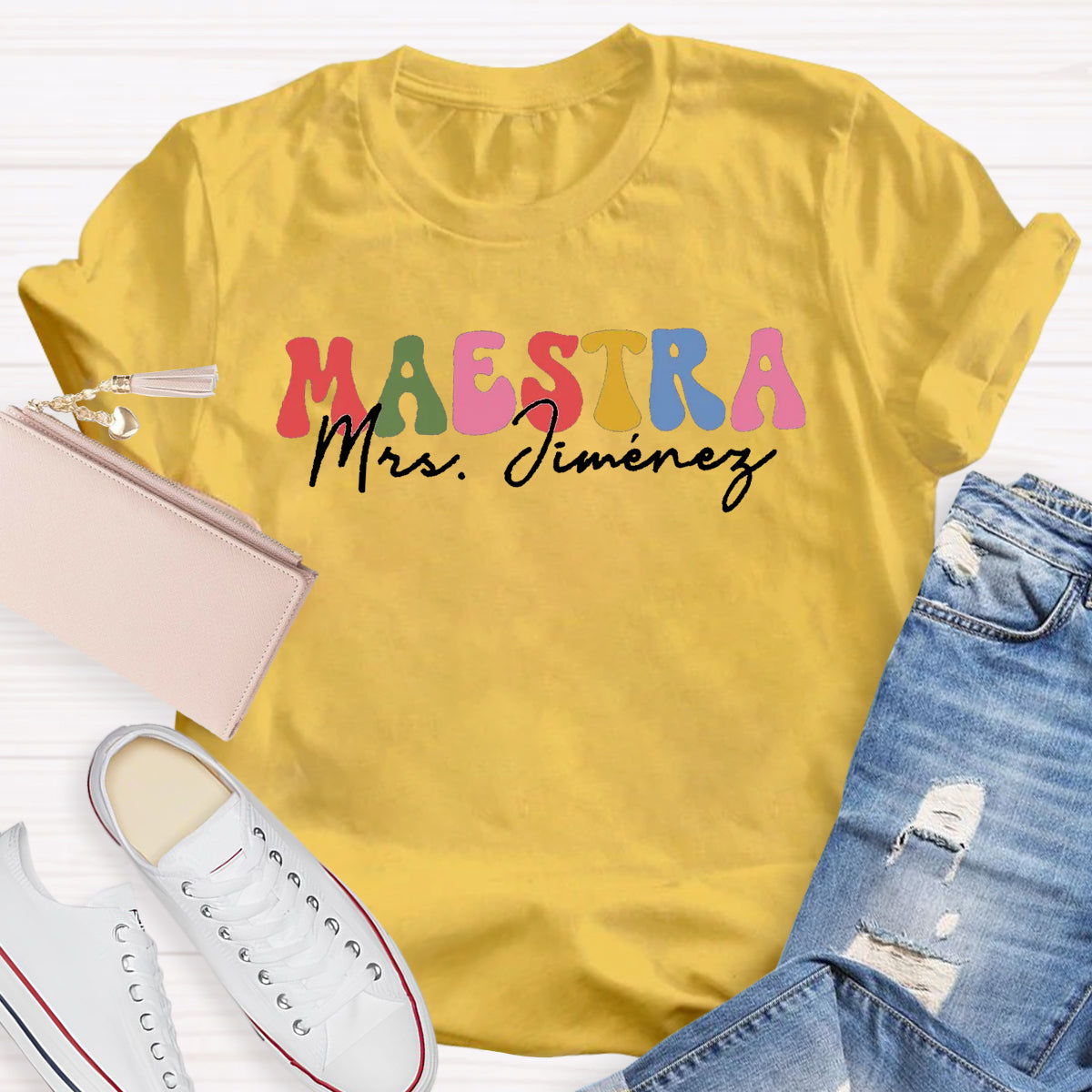 Personalized Name Maestra Spanish Teacher T-Shirt