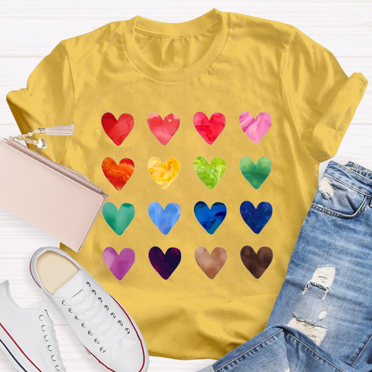 Colorful Love Combination Teacher T-Shirt