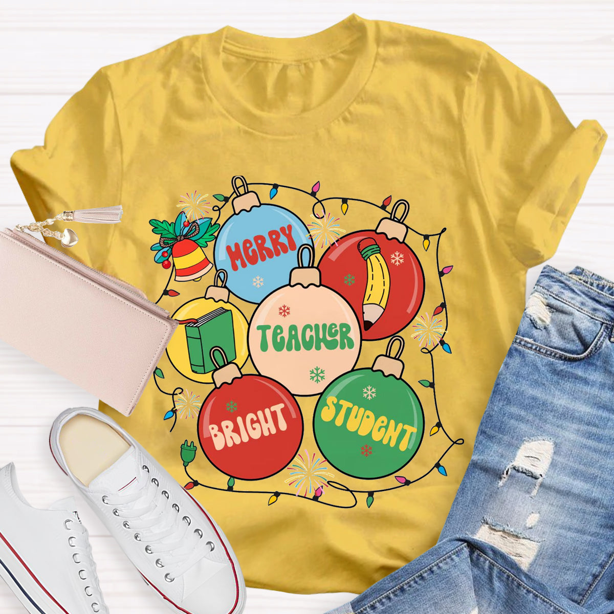 Merry Teacher  Bright Students T-Shirt