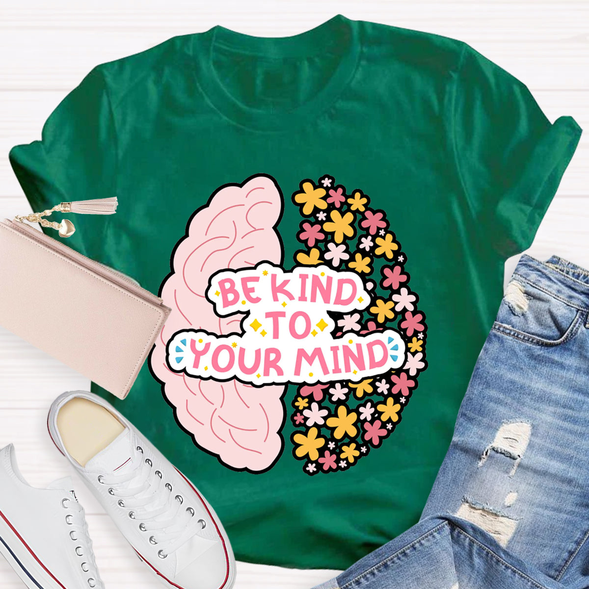 Be Kind To Your Mind Floral Brain T-Shirt