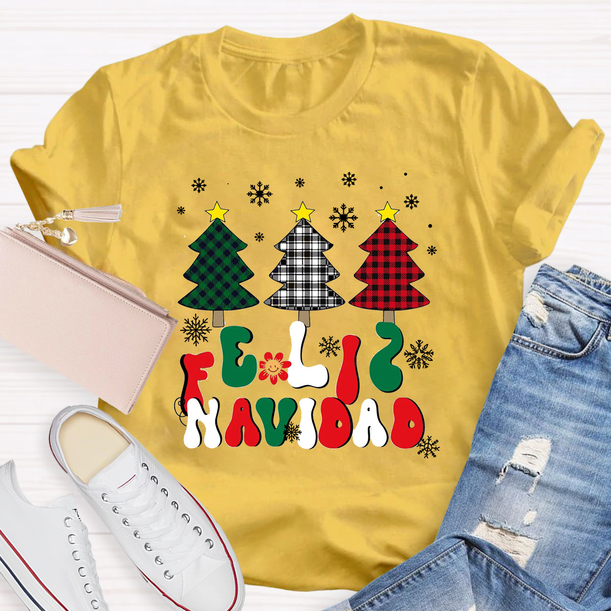 Spanish Christmas Feliz Navidad Teacher T-Shirt