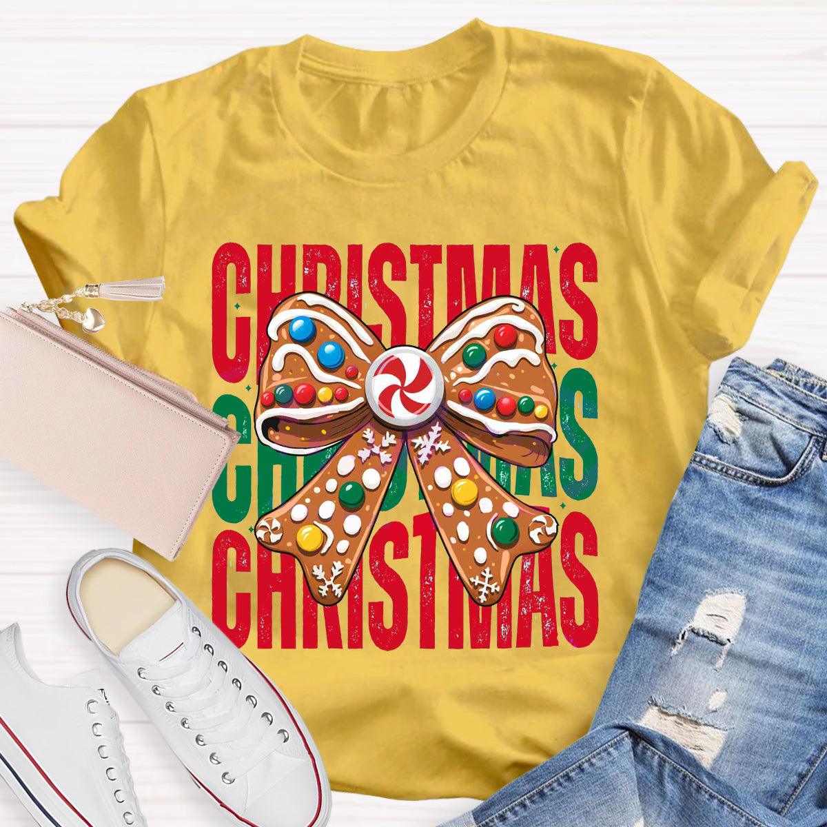 Nice Coquette Bow gingerbread Christmas T-Shirt