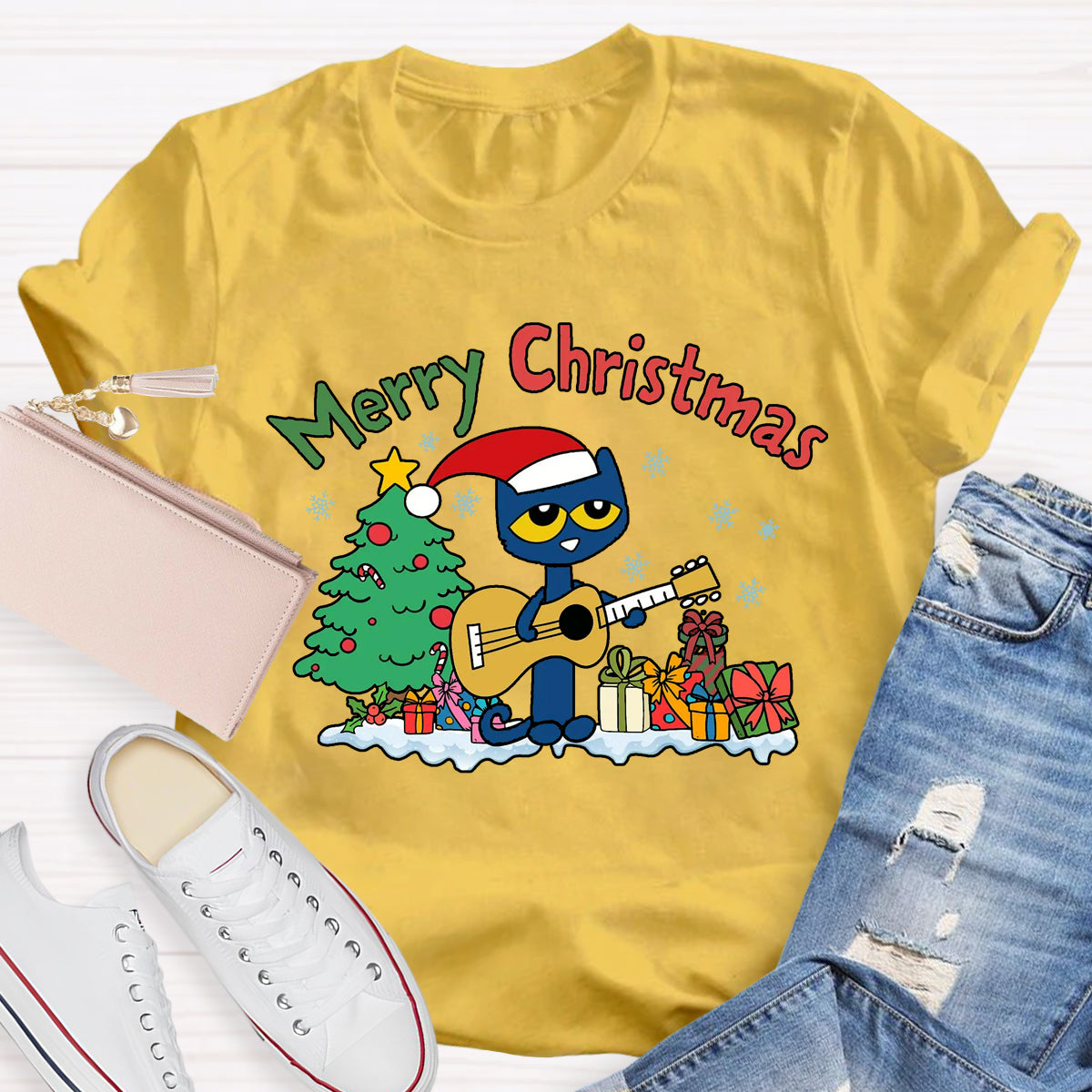 Merry Christmas Pete Groovy Cat T-Shirt