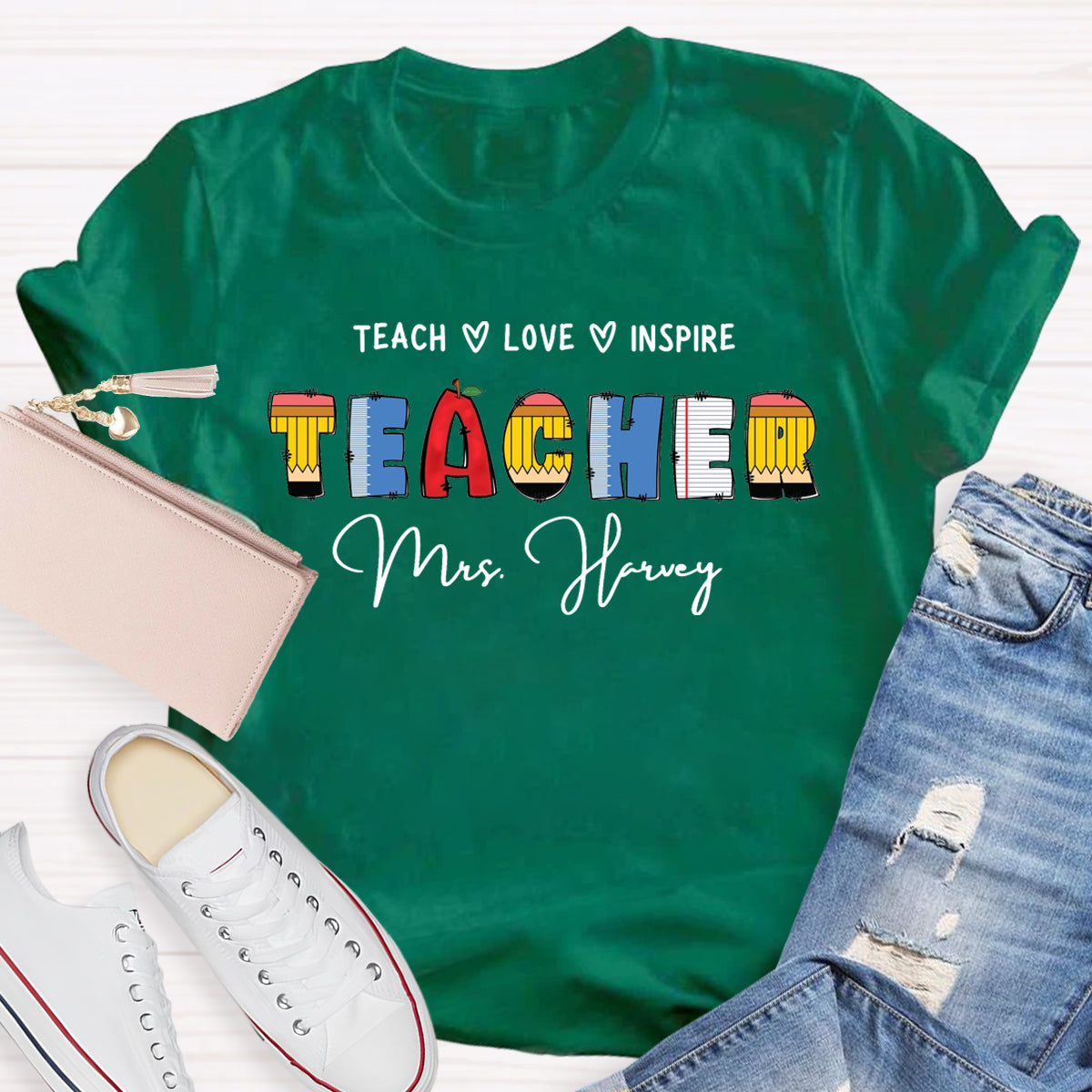 Personalized Name Teach Love Inspire T-Shirt