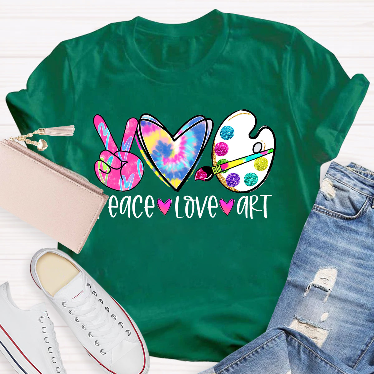 Peace Love Art Teacher T-shirt