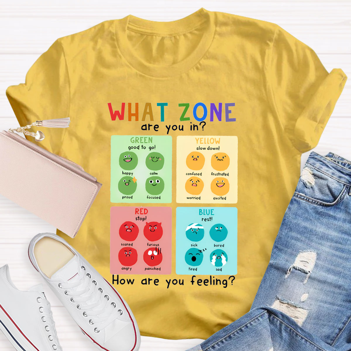 What Zone Are You In Mental Health Therapy Teacher T-Shirt