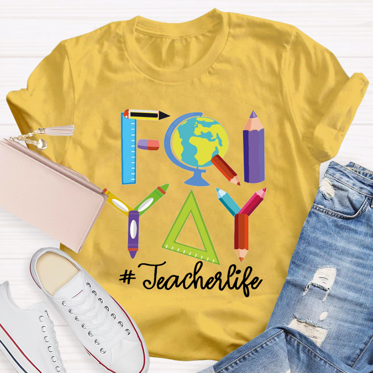 Happy Friyay Friday Weekend Teacherlife T-Shirt