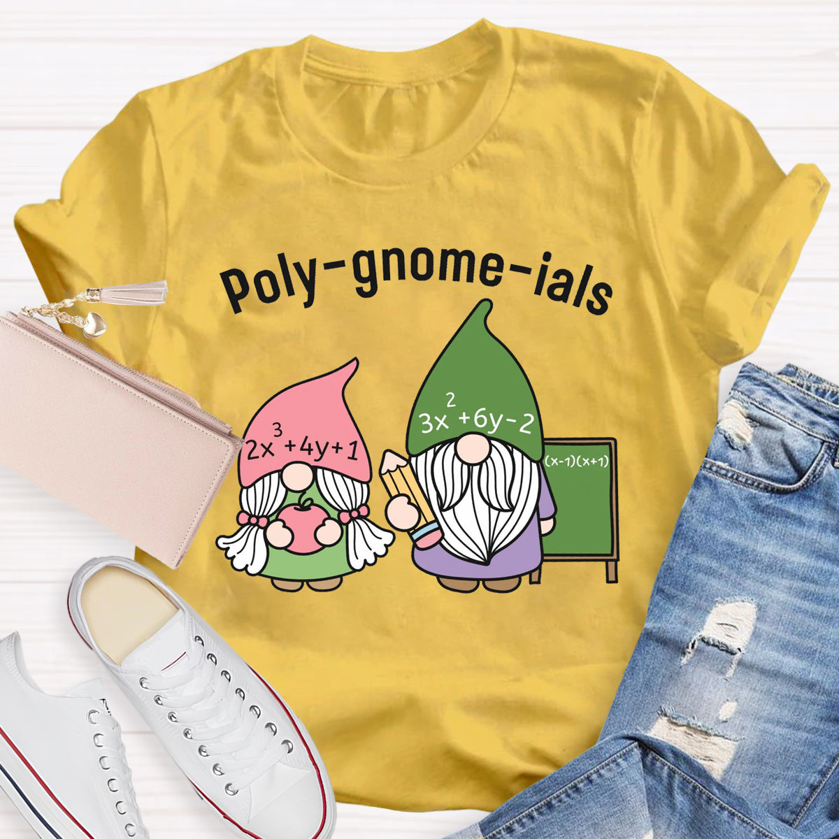 Funny Math Teacher Poly-gnome-ials Funny Gnome T-Shirt