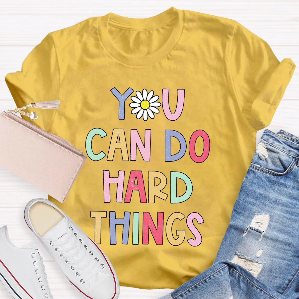 Floral You Can Do Hard Things T-shirt