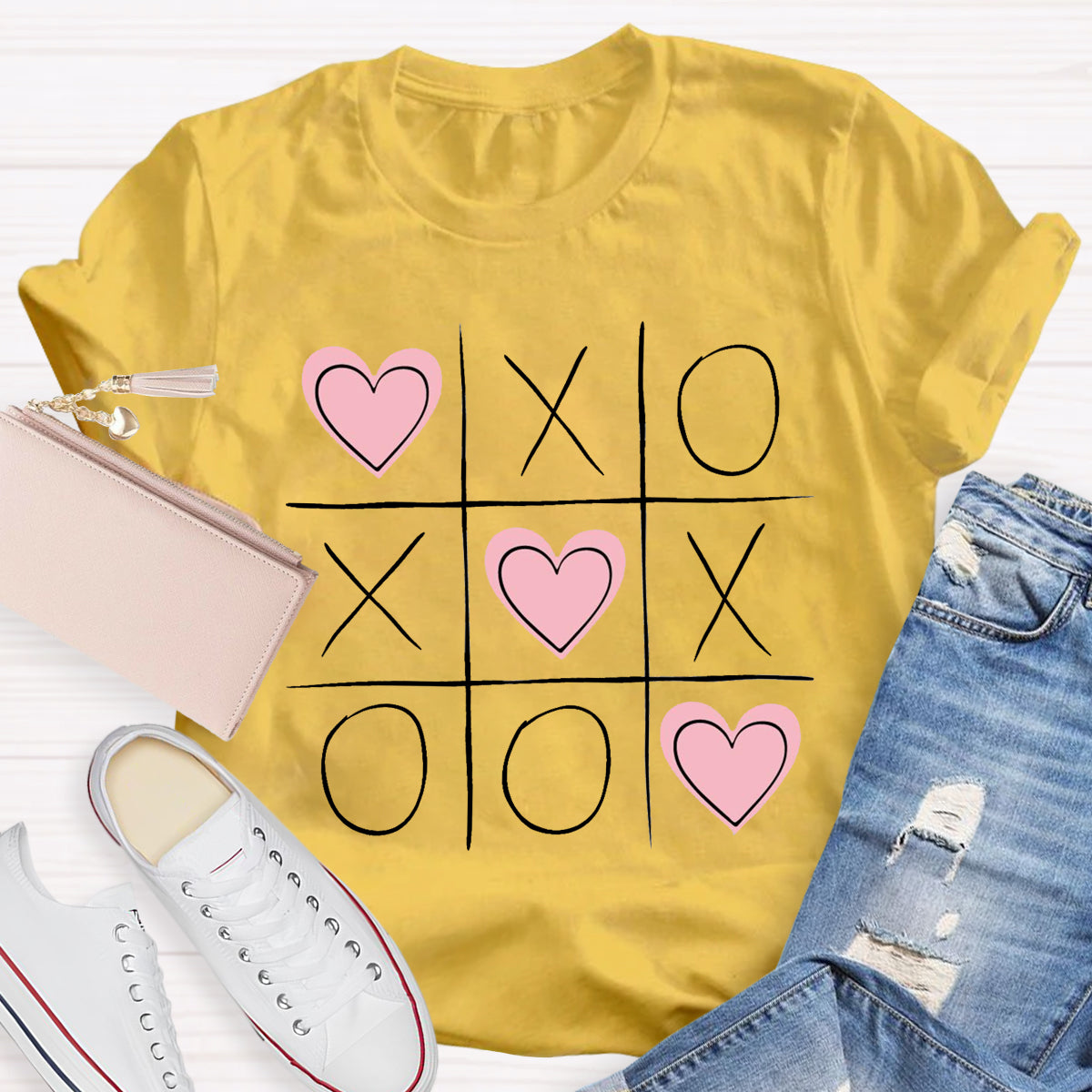 Tic Tac Toe Valentines  Love Heart T-Shirt