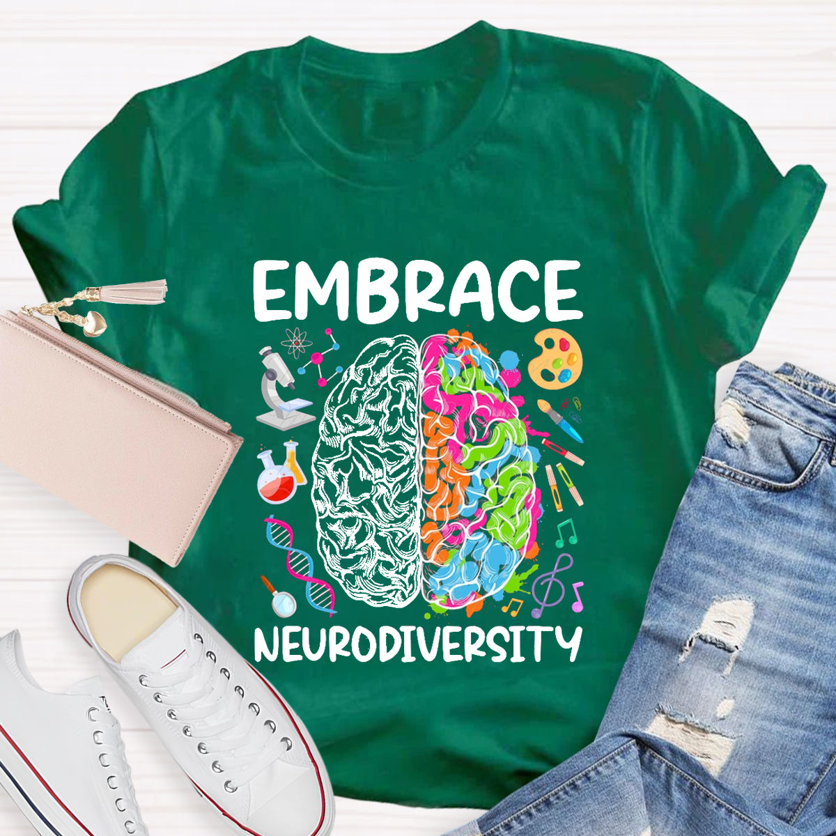 Embrace Neurodiversity Brain Teacher T-Shirt