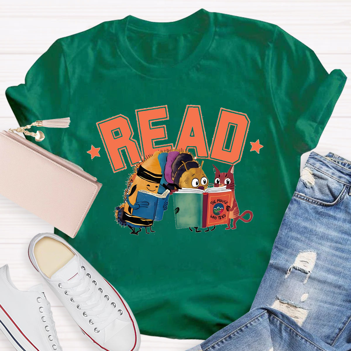 Caterpillar Read Books Teacher T-Shirt