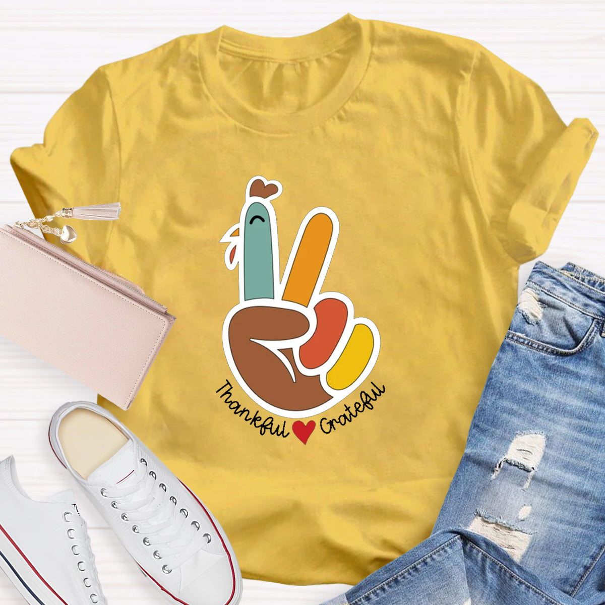 Funny Turkey Thankful Teacher T-Shirt