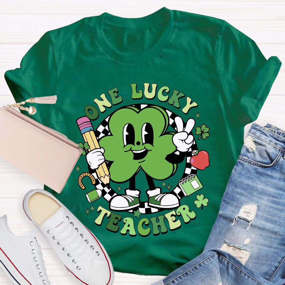 One Lucky Teacher Shamrock T-Shirt