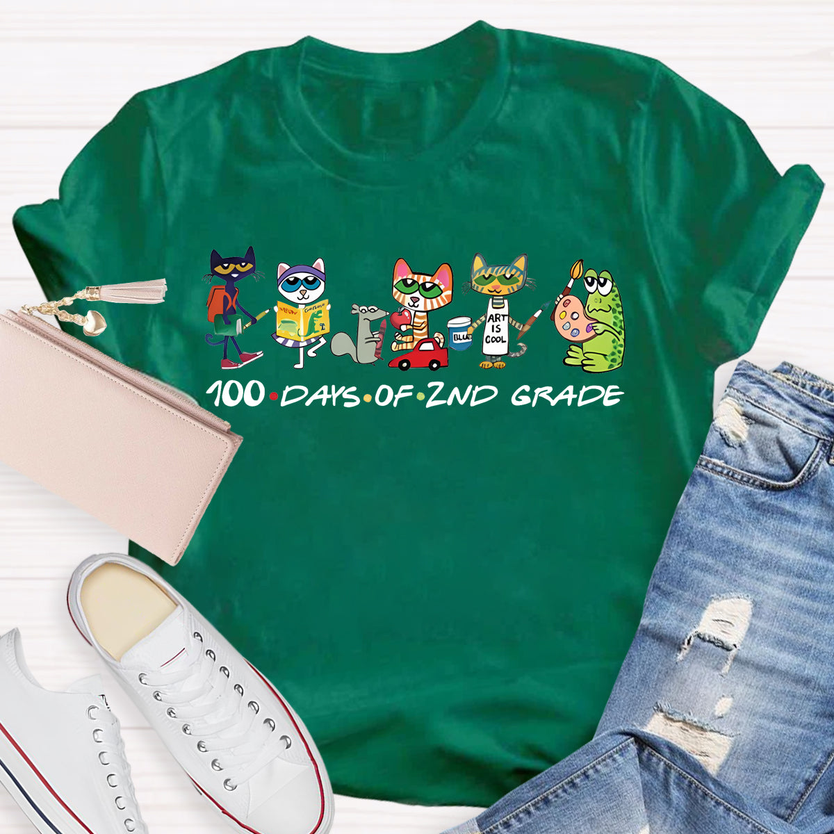 Personalized Grade 100 Days Of Second Grade Teacher T-Shirt