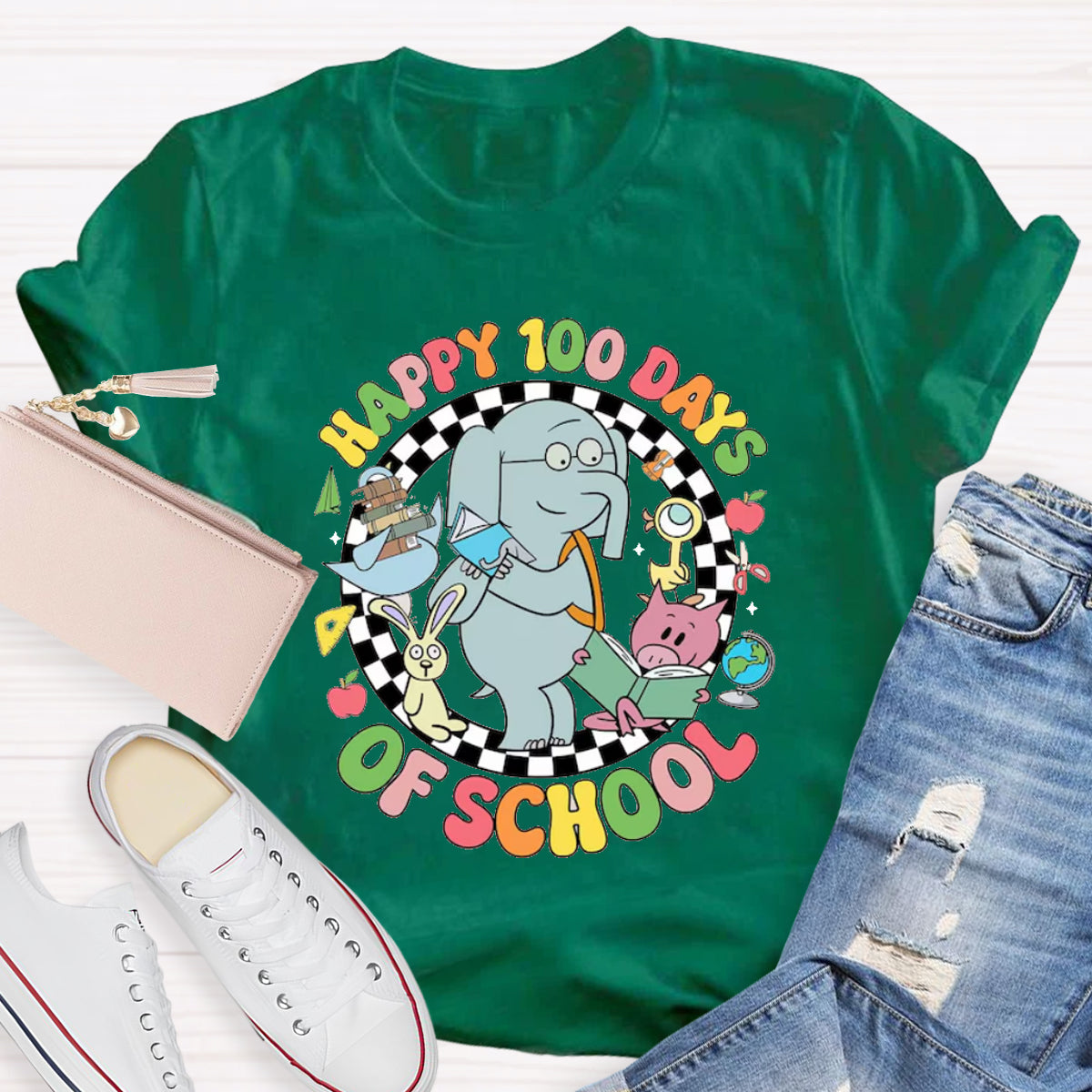 Happy 100 Days of School Elephant And Piggie Teacher T-Shirt