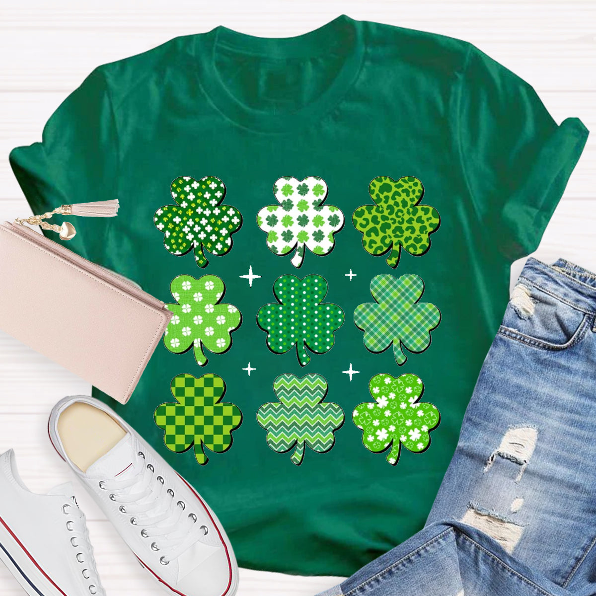 Multi Shamrock St Patricks Day T-Shirt