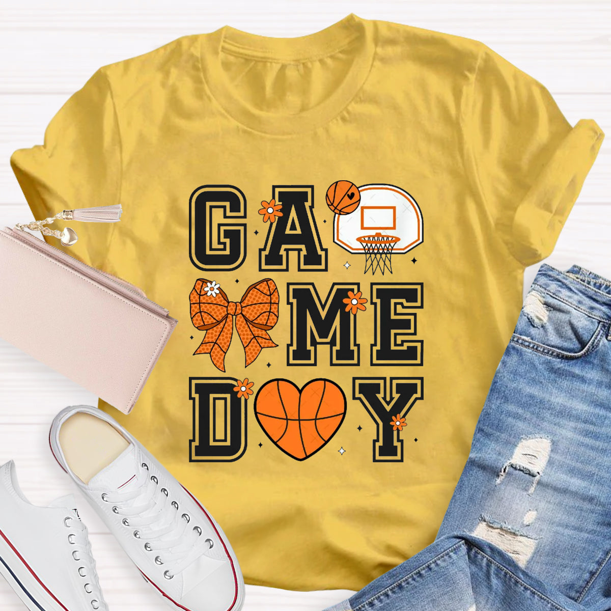 Game Day Bow Basketball T-Shirt