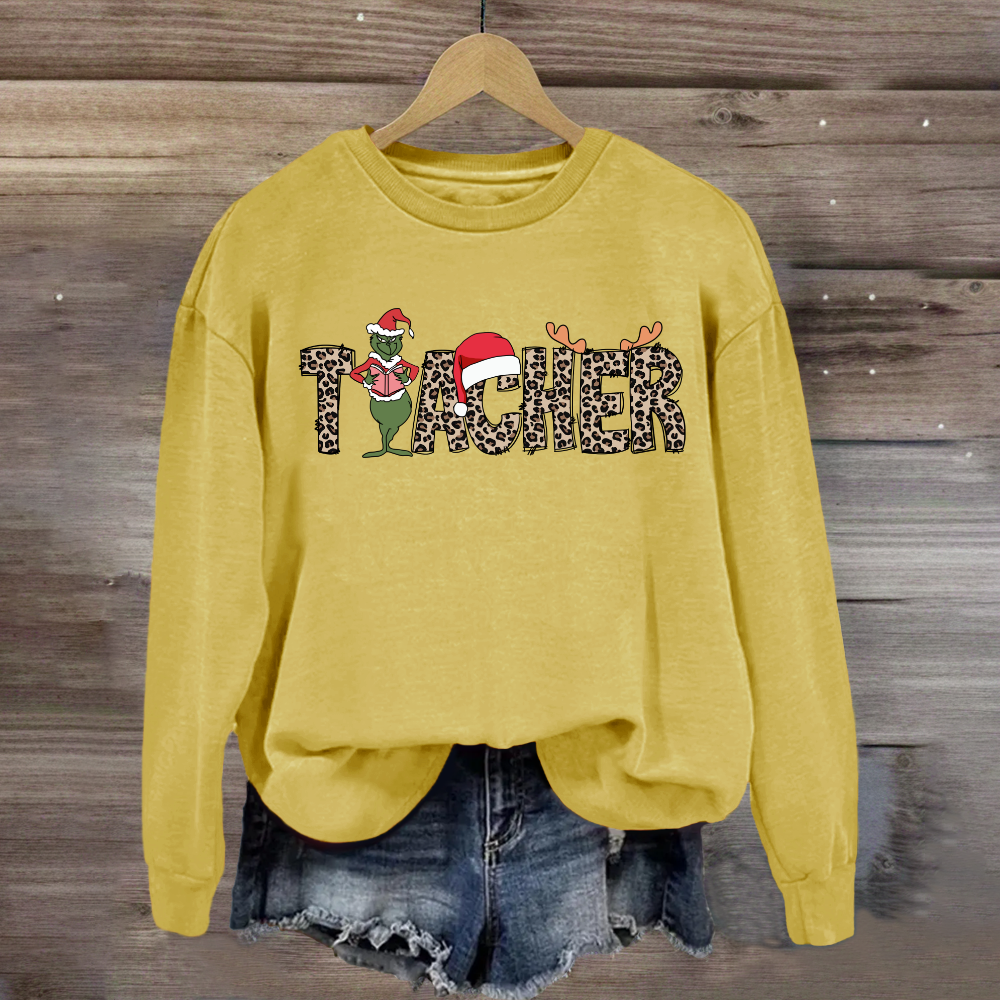 Christmas Leopard Teacher Sweatshirt