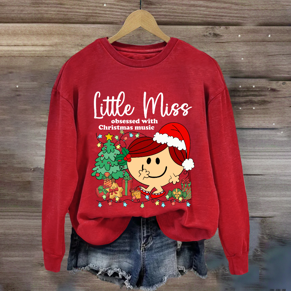 Little Miss Obsessed With Christmas Music Sweatshirt