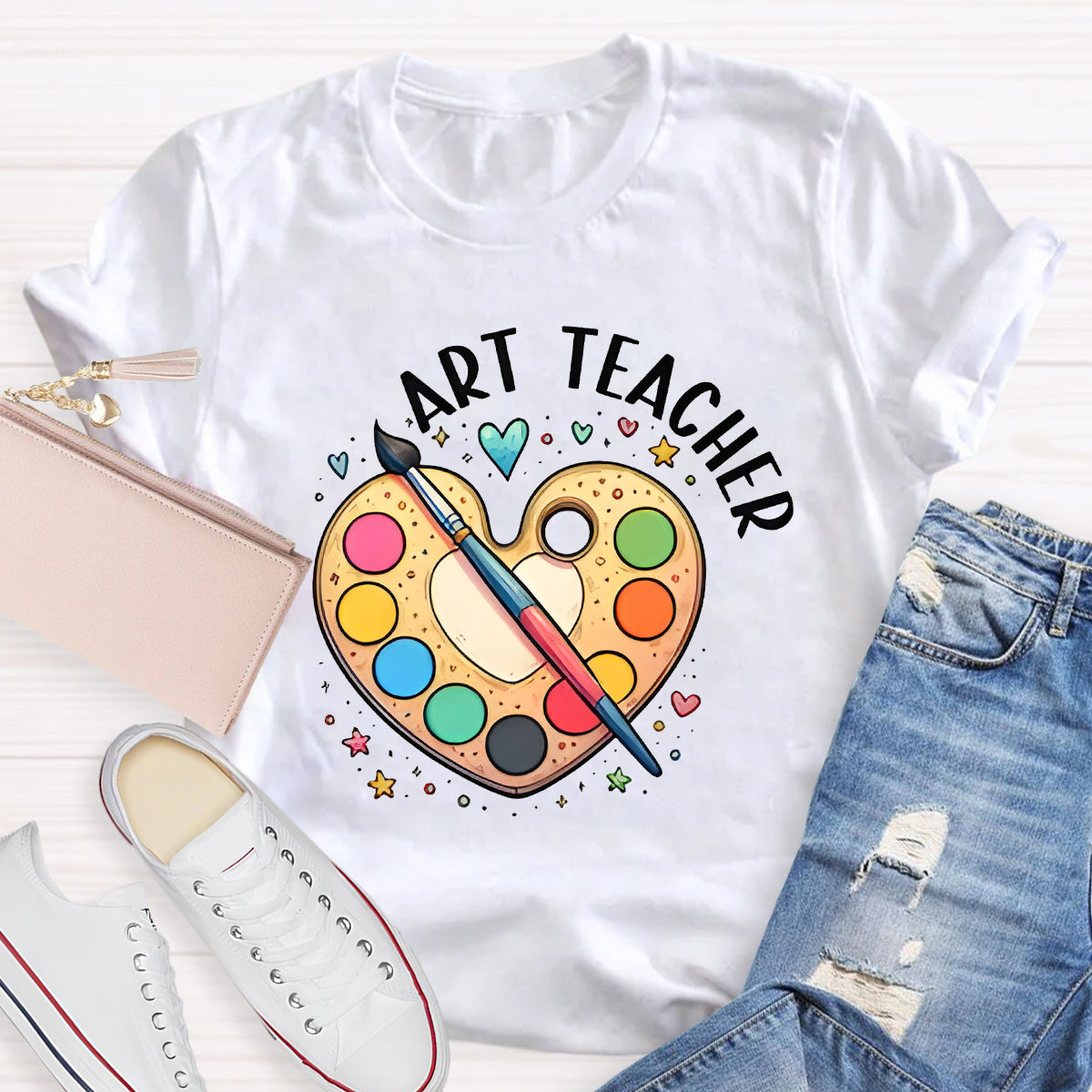 Art Teacher Heart Teacher T-Shirt