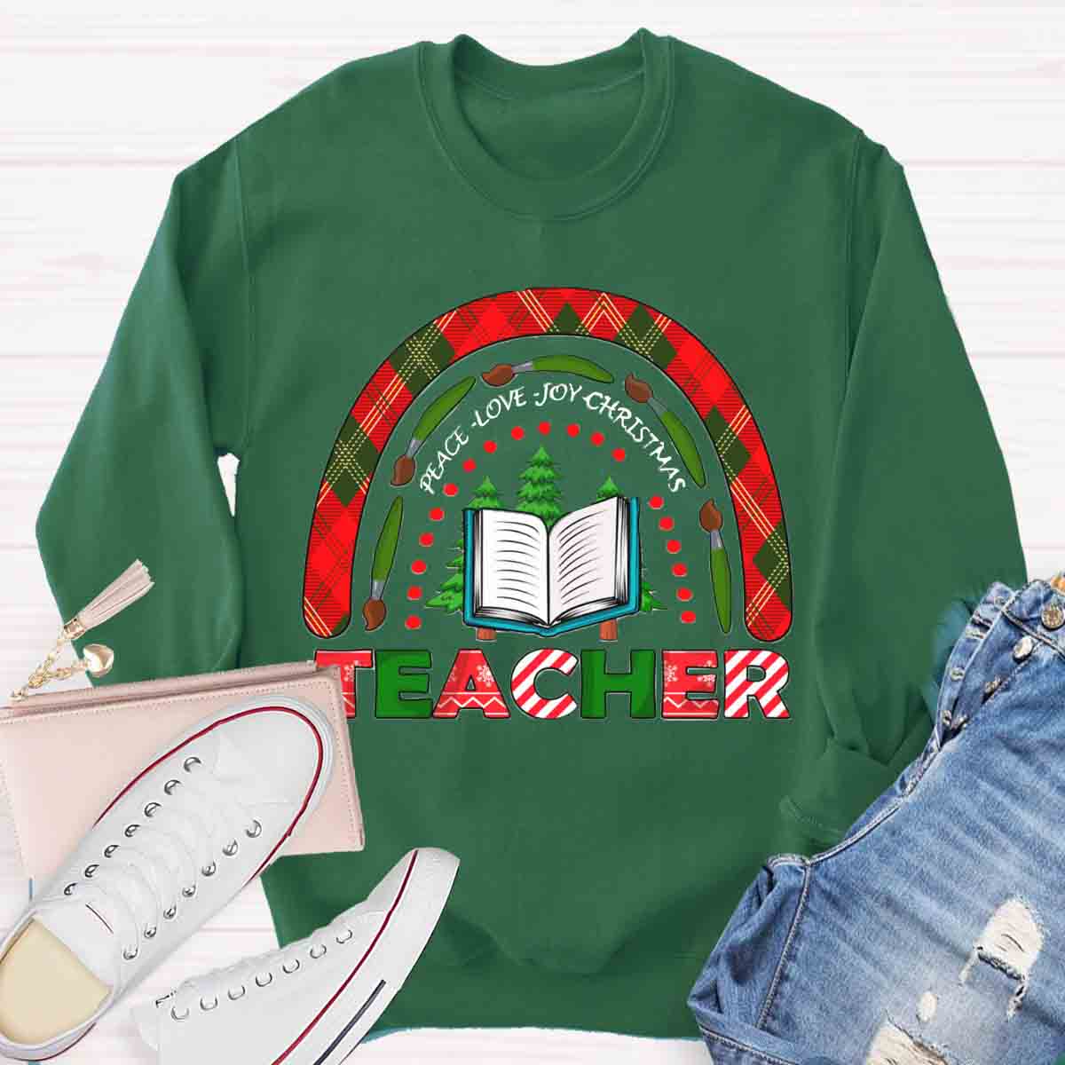 Peace Love Joy Christmas Teacher Sweatshirt