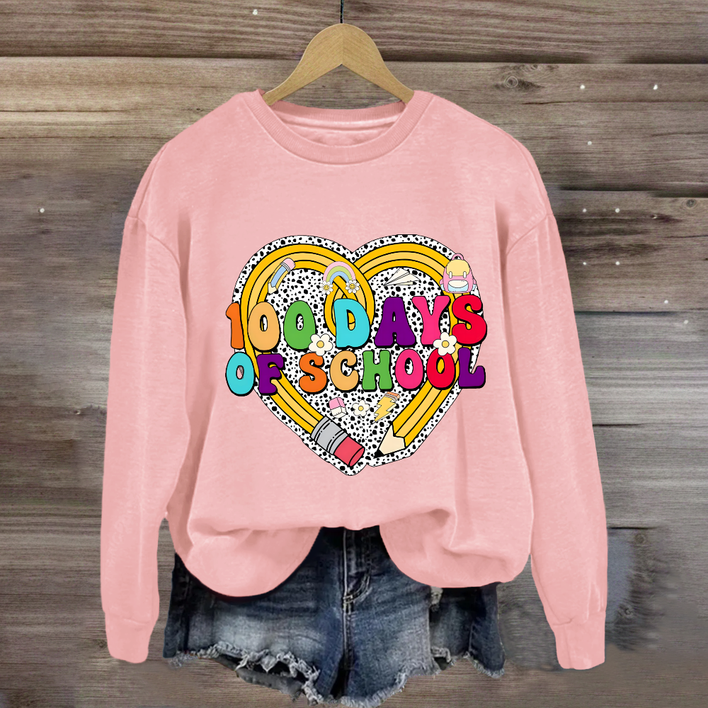 Happy 100 Days Of School Pencil Heart Sweatshirt