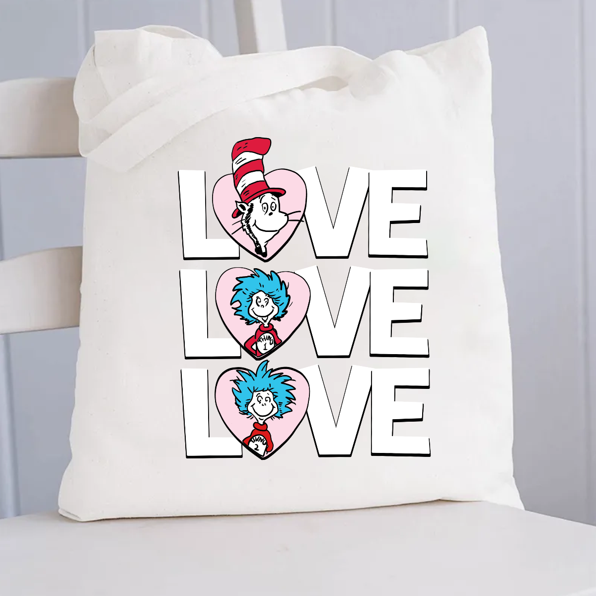 Valentine's Day With Pink Heart Canvas Tote Bag