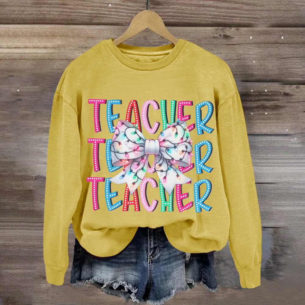 Christams Teacher Bow Sweatshirt