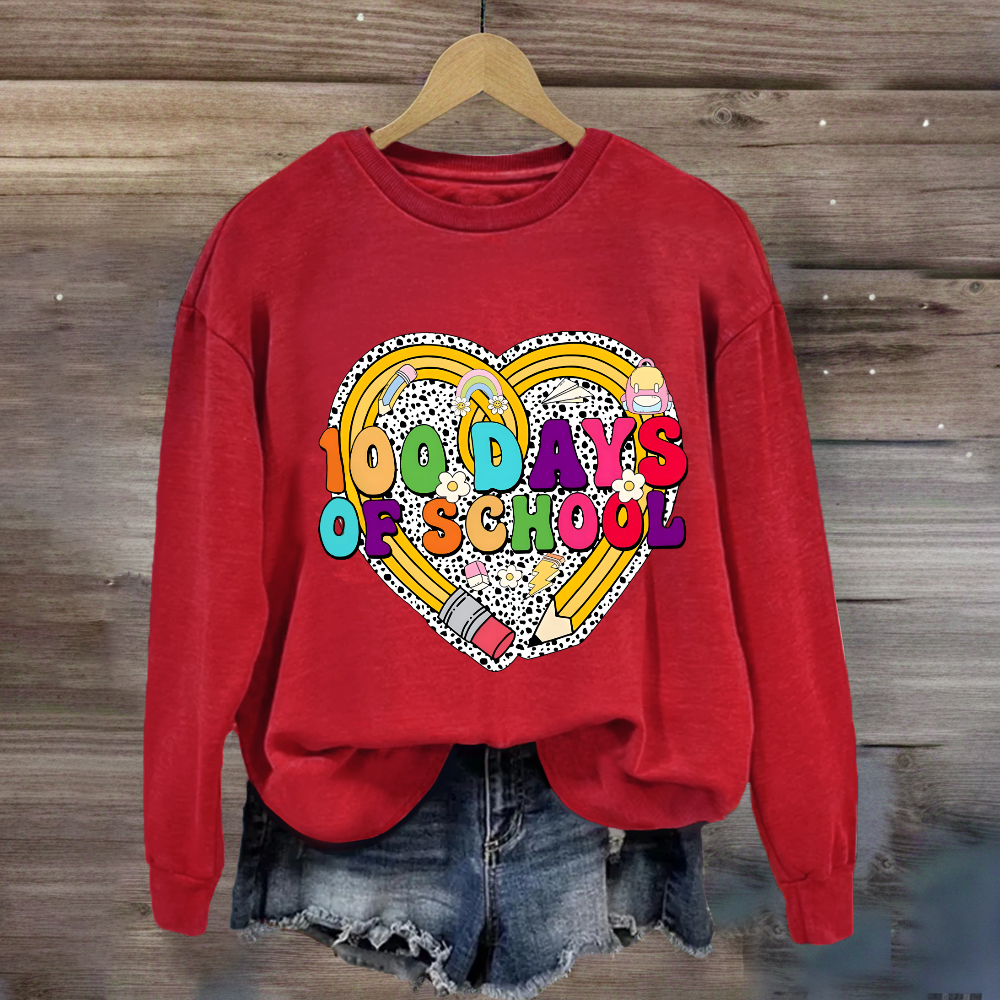 Happy 100 Days Of School Pencil Heart Sweatshirt