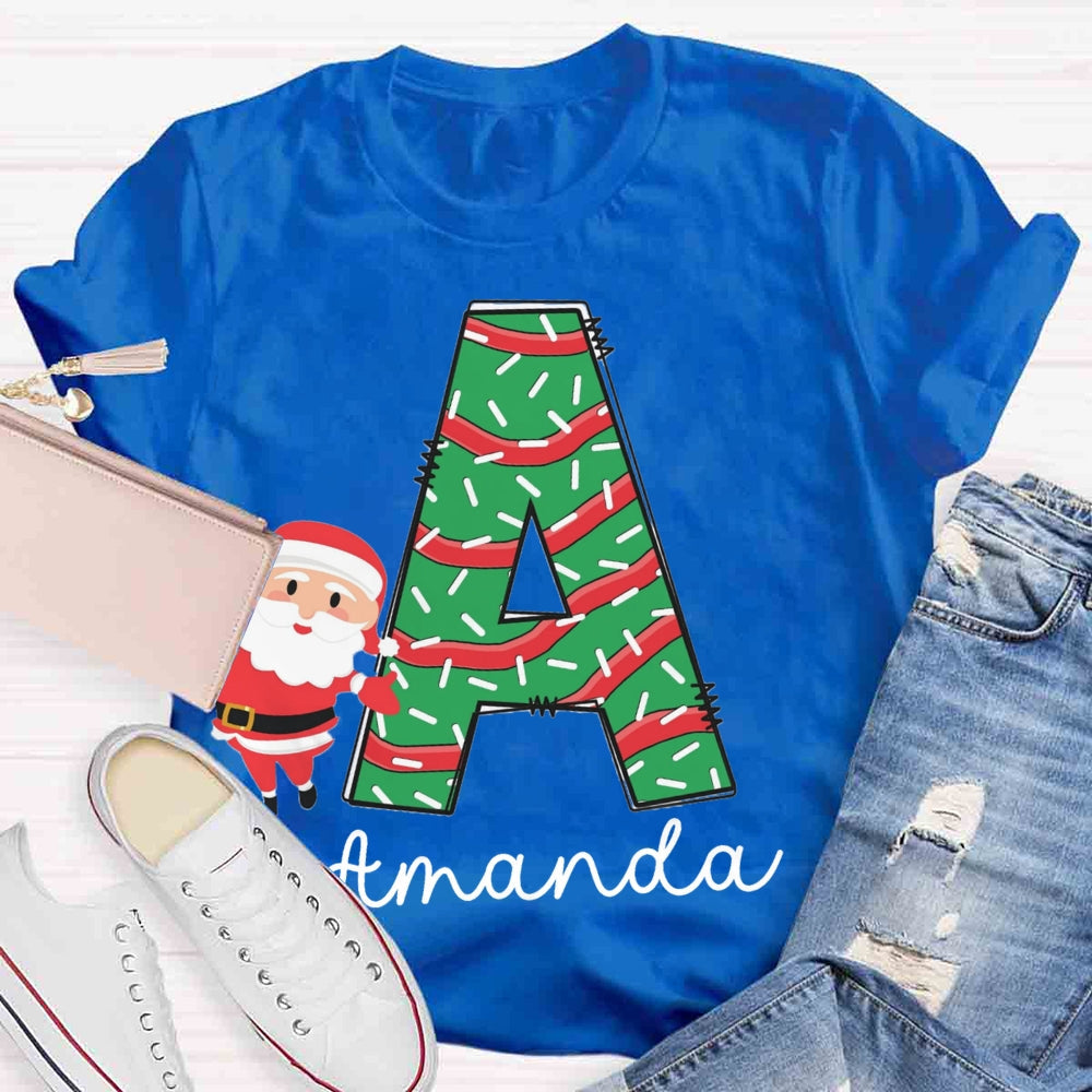 Personalized Name Initials Santa Claus T-shirt