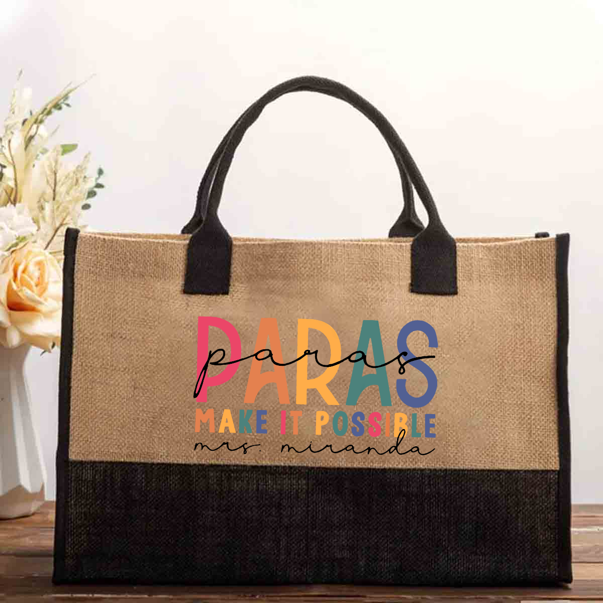 Personalized Para Teacher Name Cotton Tote Bag