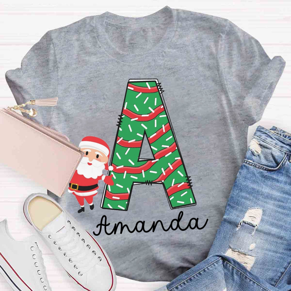 Personalized Name Initials Santa Claus T-shirt