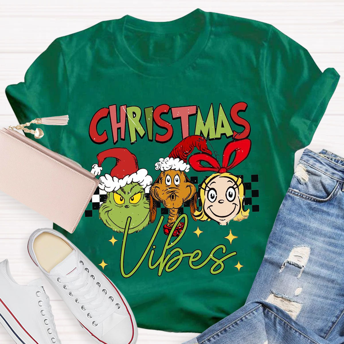 Christmas Vibes Cute Teacher T-Shirt