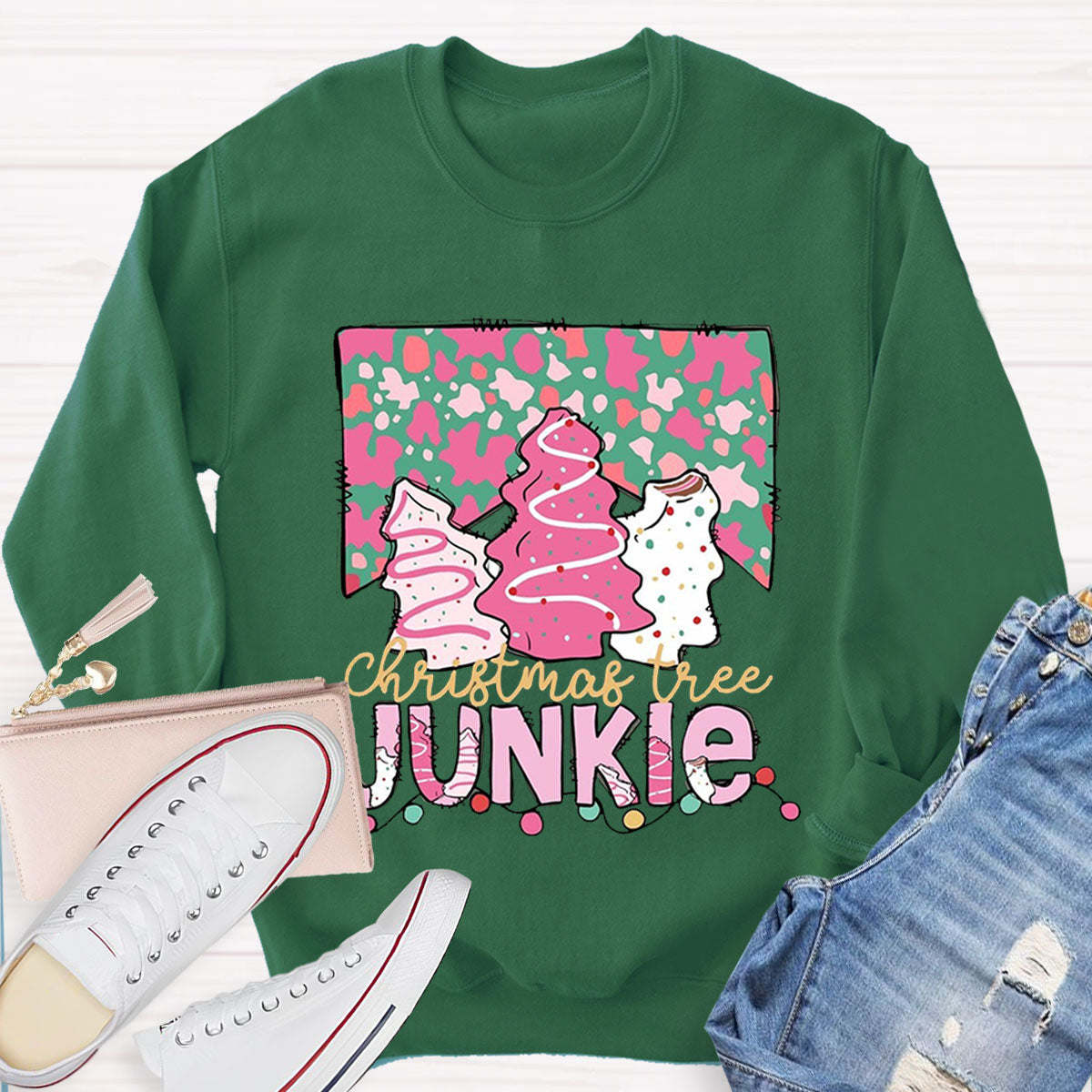 Christmas Tree Junkie Teacher Sweatshirt