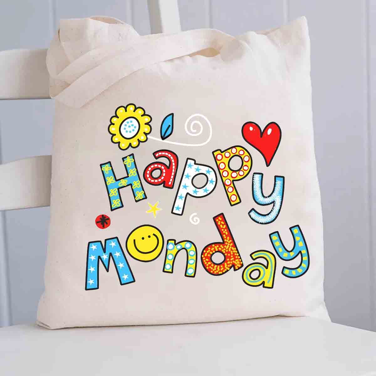 Happy Monday Canvas Tote Bag