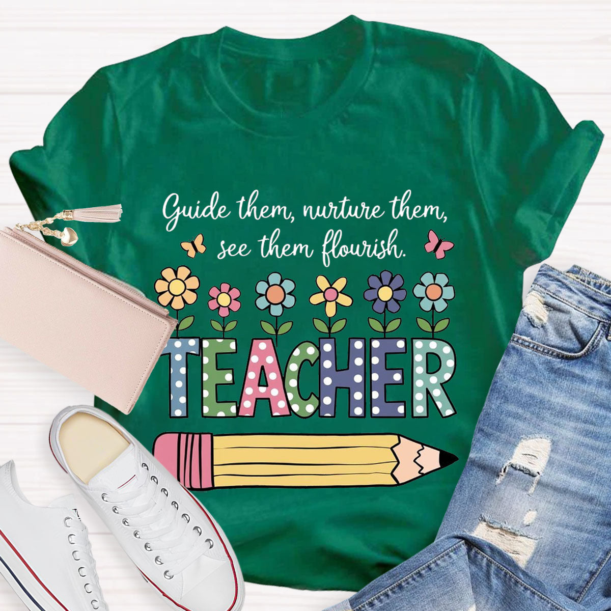 Flower Design Teacher T-Shirt