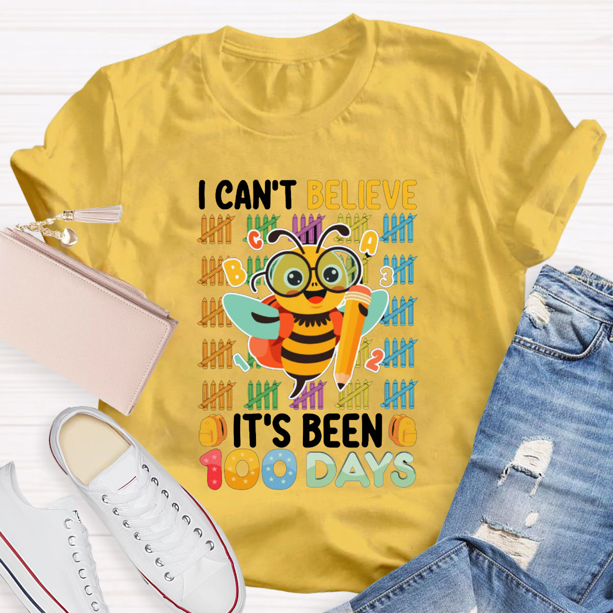 I Can't Believe It'S Been 100 Days Bee Teacher T-Shirt