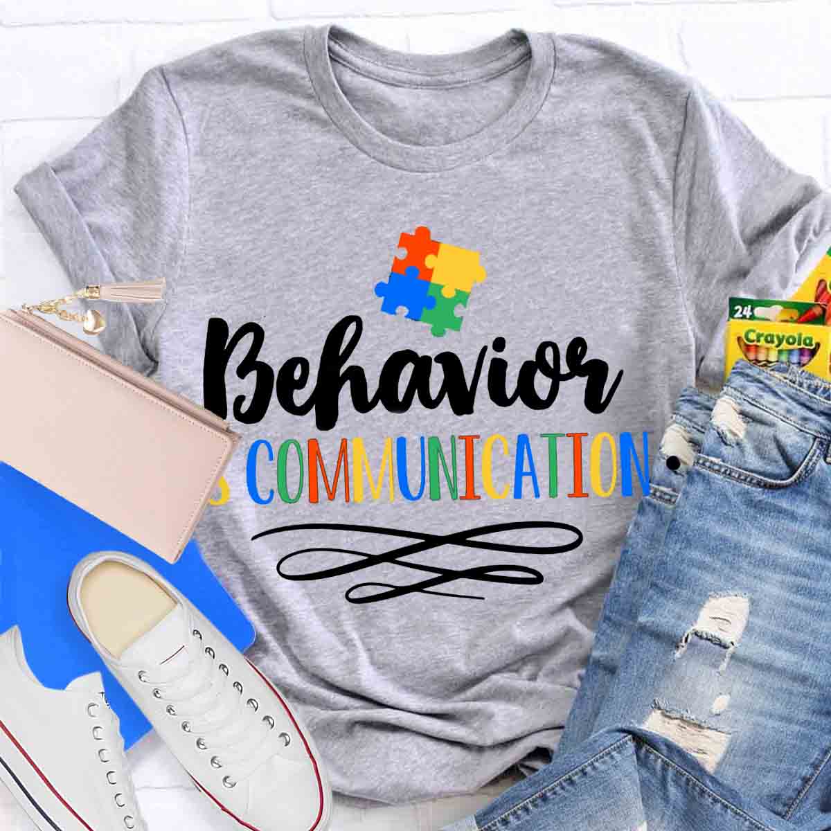 Behavior Is Communication Special Education Jigsaw Puzzle Print T-Shirt